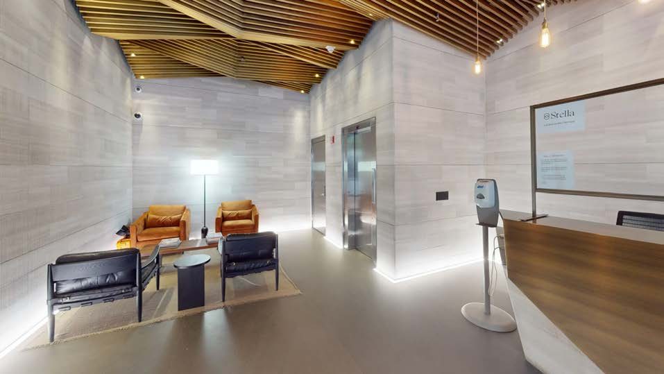 Lobby seating beside the elevators